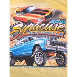 Syracuse Nationals Car Show 2018 Yellow Cotton Men's T Shirt Sz 3XL